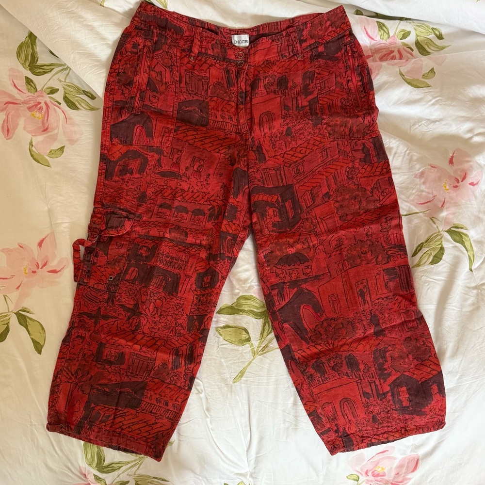 Chico's Burnt Orange Cargo Pants with Relaxed Fit size 16